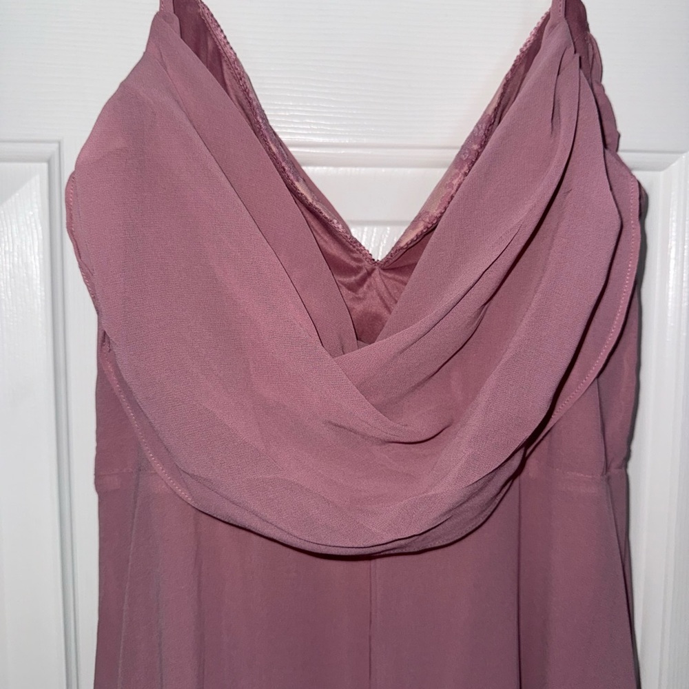 Fashion Nova Drape Me Chiffon and Lace Maxi Dress in Mauve Pink - Size M - Picture 6 of 10